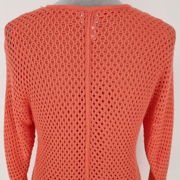 Chicos Sweater 0 Womens 4 Small Orange Fishnet Lined Tunic Rayon 3/4 Sleeve - Picture 9 of 12